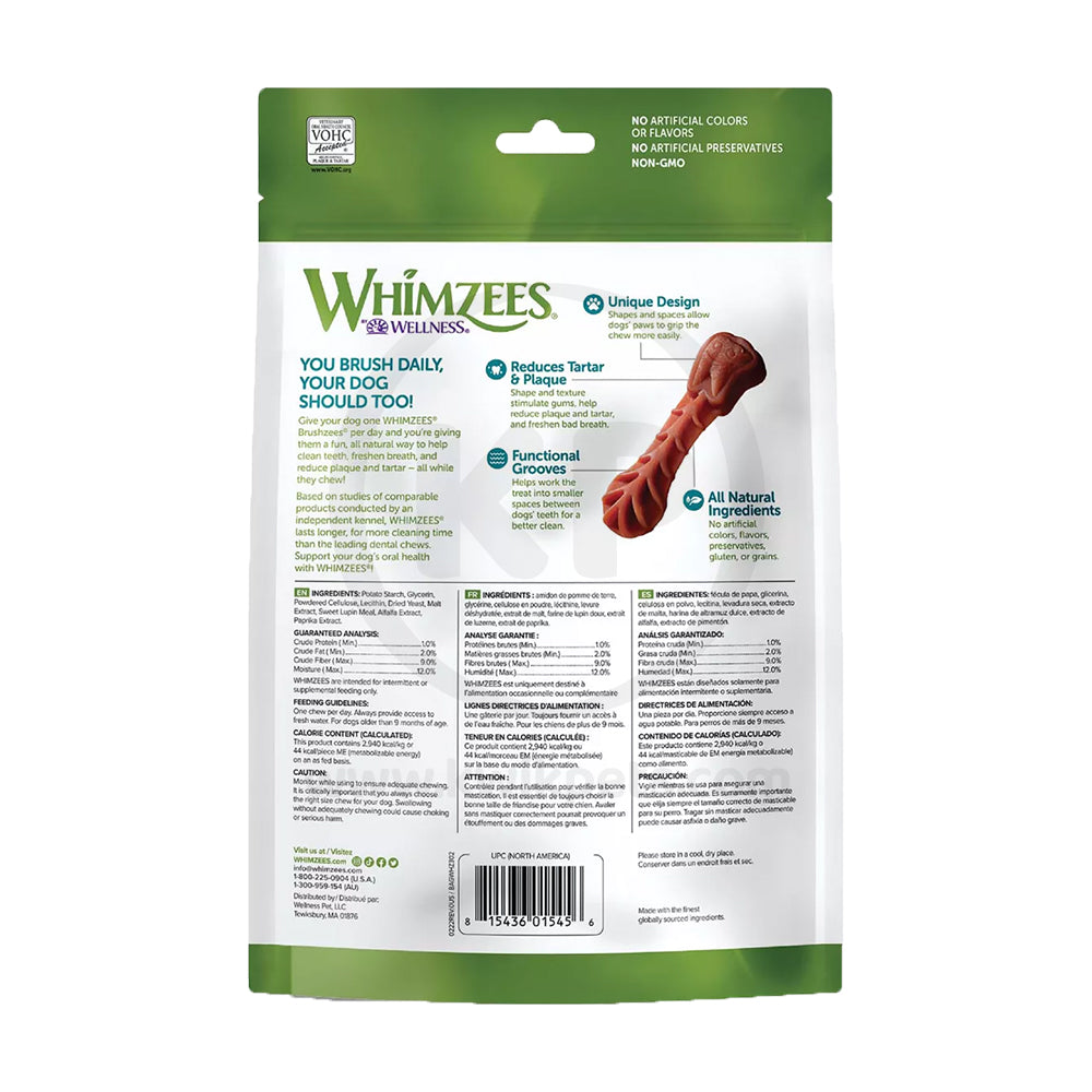 Whimzees Brushzees Natural Dental Treats Small for Dogs 15-25 lbs 24 Count 12.7-oz