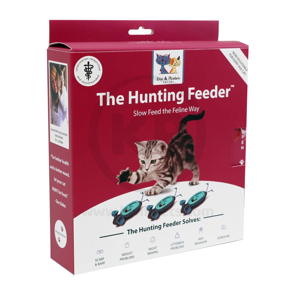 Doc & Phoebe Indoor Hunting Cat Feeder Blue Gray 3 Count