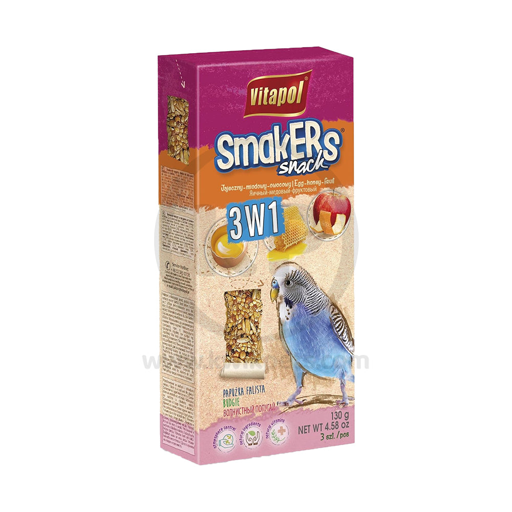 A & E Cages Smakers Snack 3-in-1 Mix Treat Stick for Parakeets 3 Count 4.59-oz