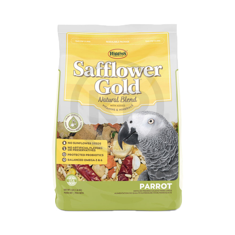 Higgins Safflower Gold Natural Blend Parrot Bird Food 3-lb