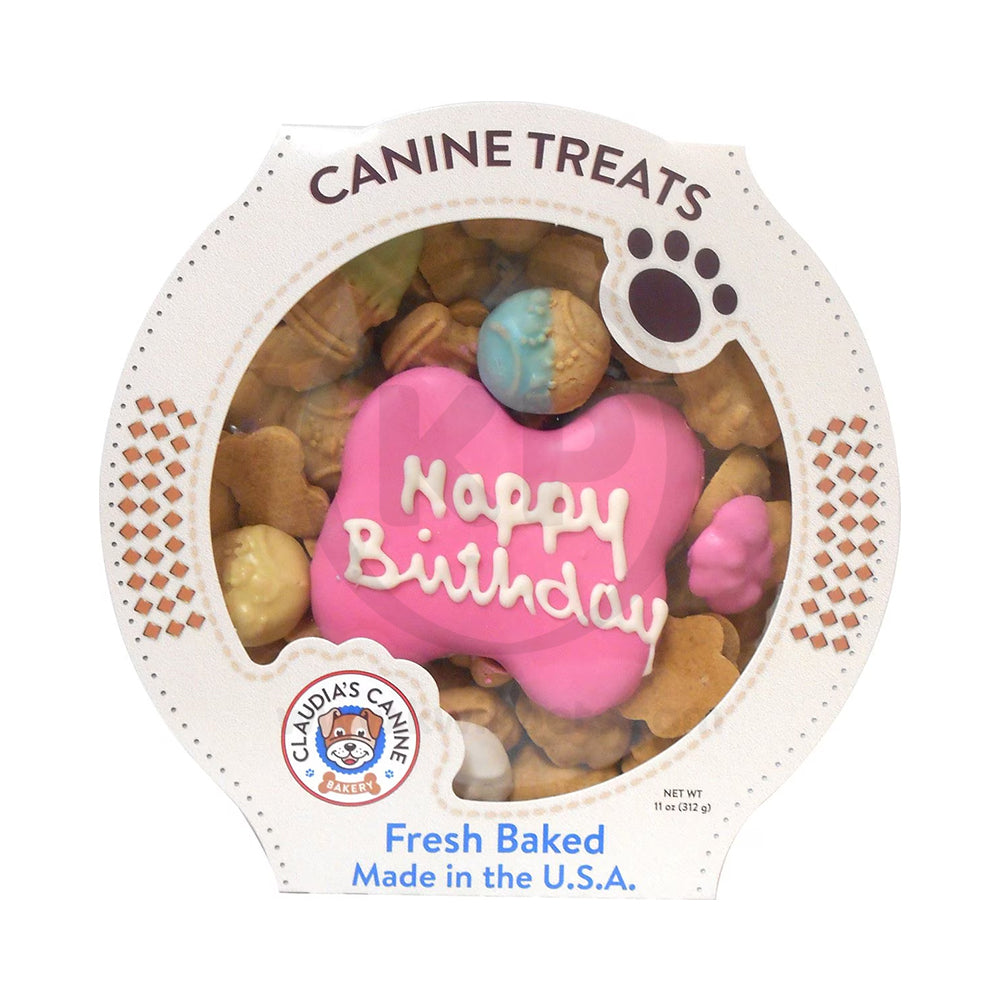 Claudia’s Canine Bakery Happy Birthday Dog Treats Pink 11-oz