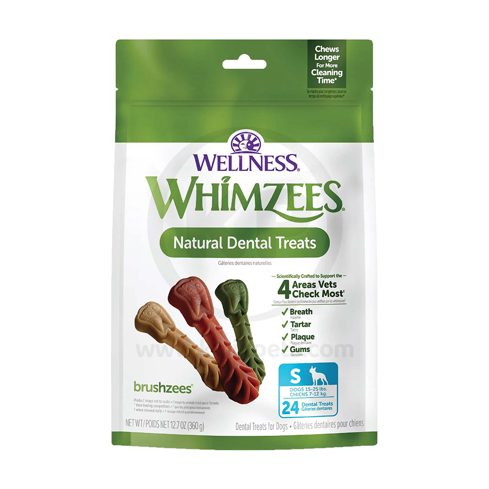 Whimzees Brushzees Natural Dental Treats Small for Dogs 15-25 lbs 24 Count 12.7-oz