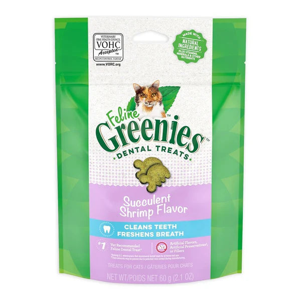 Greenies Feline Adult Cat Dental Treats Succulent Shrimp, 2.1-oz