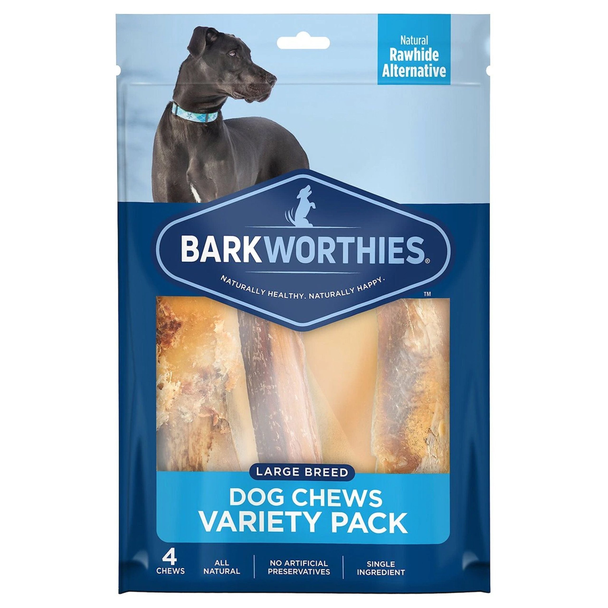 Barkworthies Large Breed Dog Chews Variety Pack 4 Count