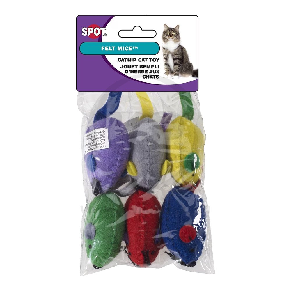 Ethical Pet Spot Felt Mice Cat Toy with Catnip Assorted 6 Count 6-in