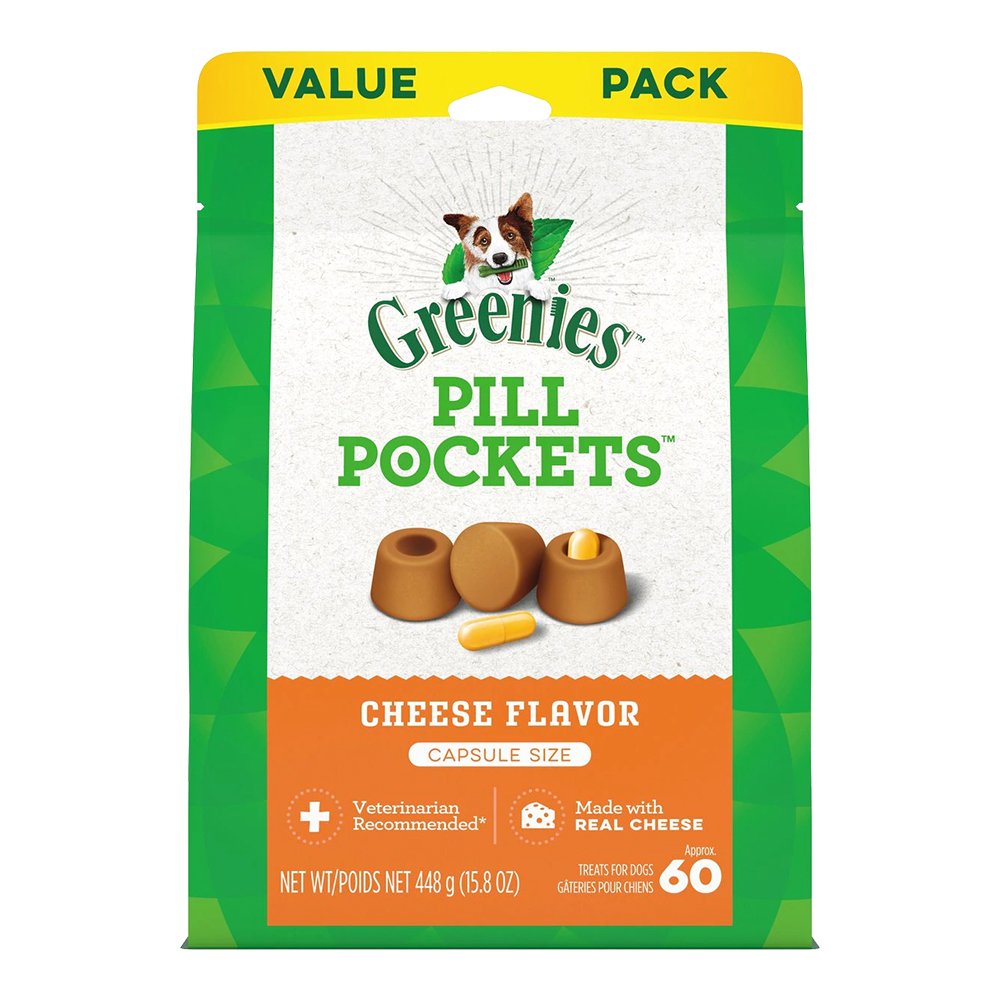 Greenies Capsule Pill Pockets Dog Treats Cheese15.8-oz 60 Count