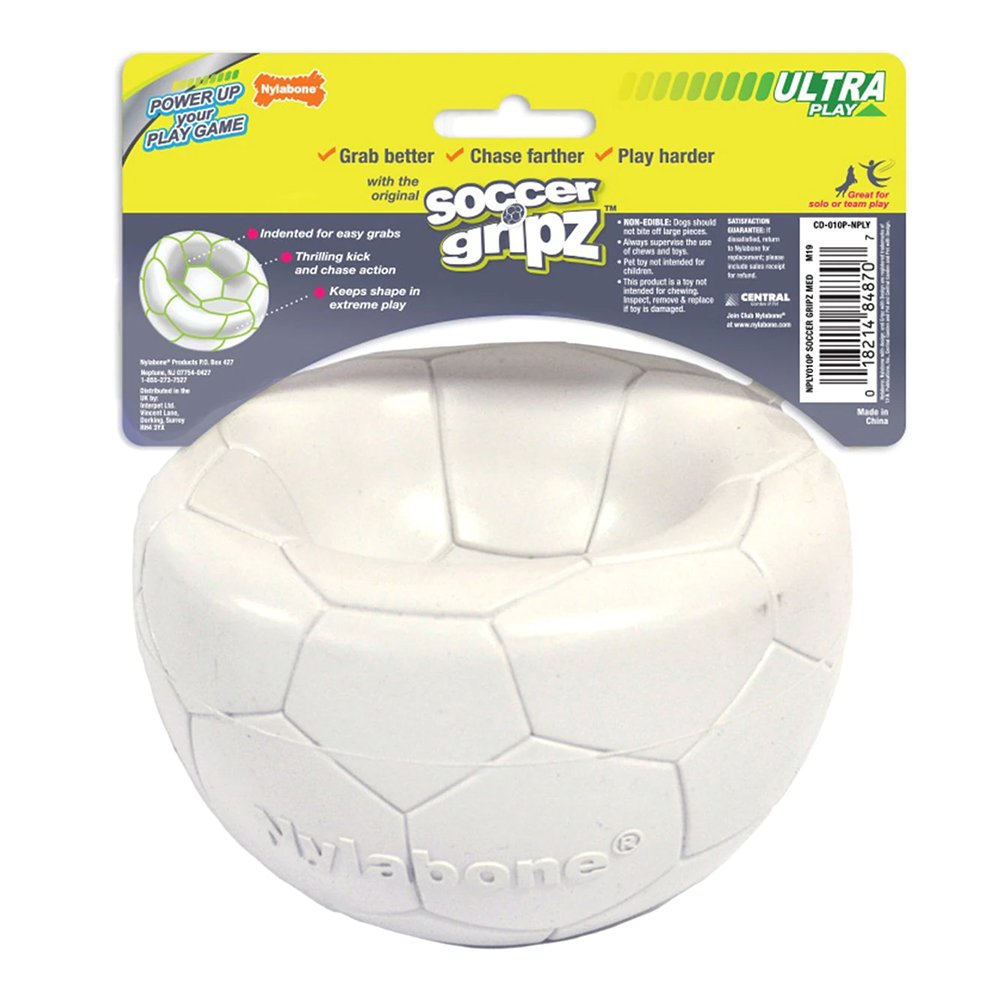 Nylabone Power Play Soccer Gripz Dog Toy Medium/Wolf – Up To 35 lbs