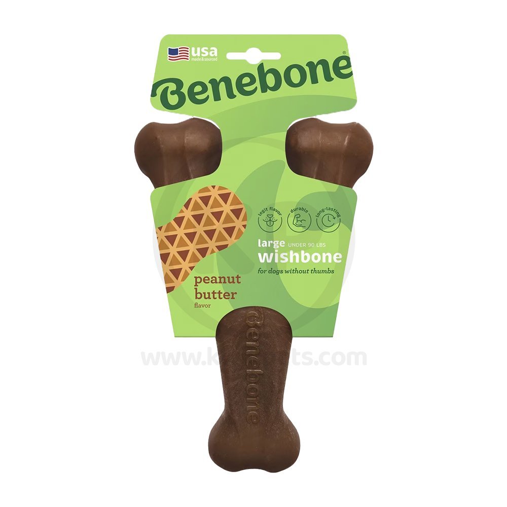 Benebone Wishbone Dog Chew Toy Peanut Butter Large