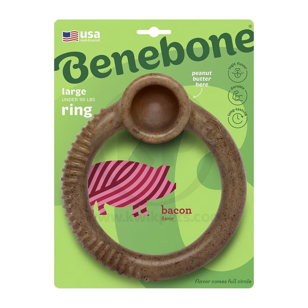 Benebone Ring Dog Chew Toy Bacon Large