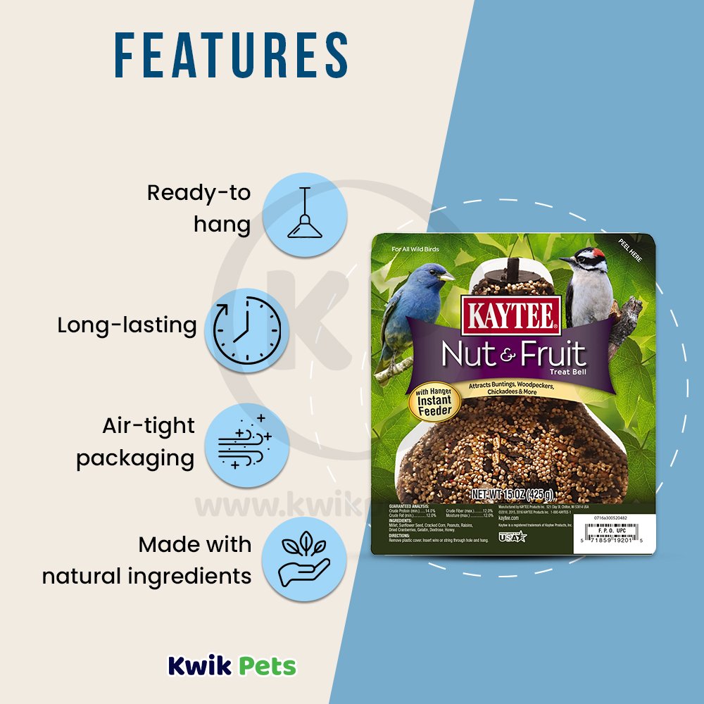 Kaytee Nut & Fruit Seed Wild Birds Treat Bell 15-oz