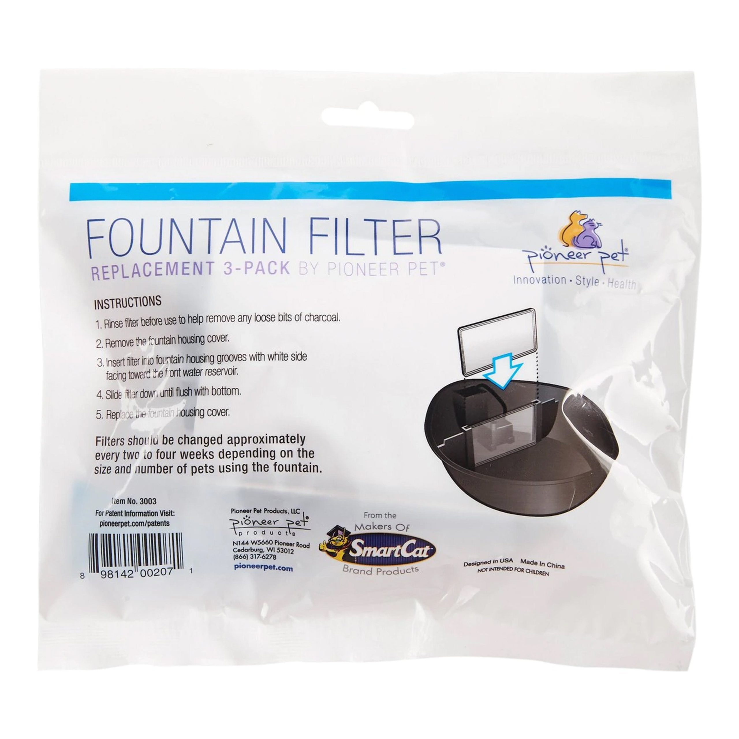 Pioneer Pet Plastic Fountain Replacement Filters 3 Count