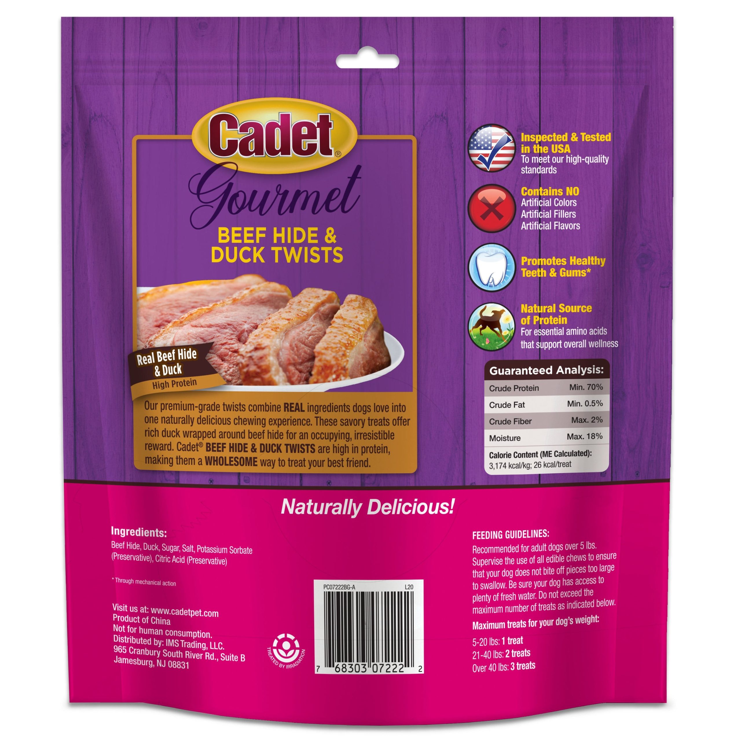 Cadet Gourmet Beef Hide & Duck Dog Twist Sticks 5-in 50-ct