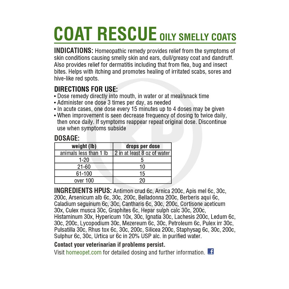 HomeoPet Coat Rescue Oily Smelly Coats 15 ml