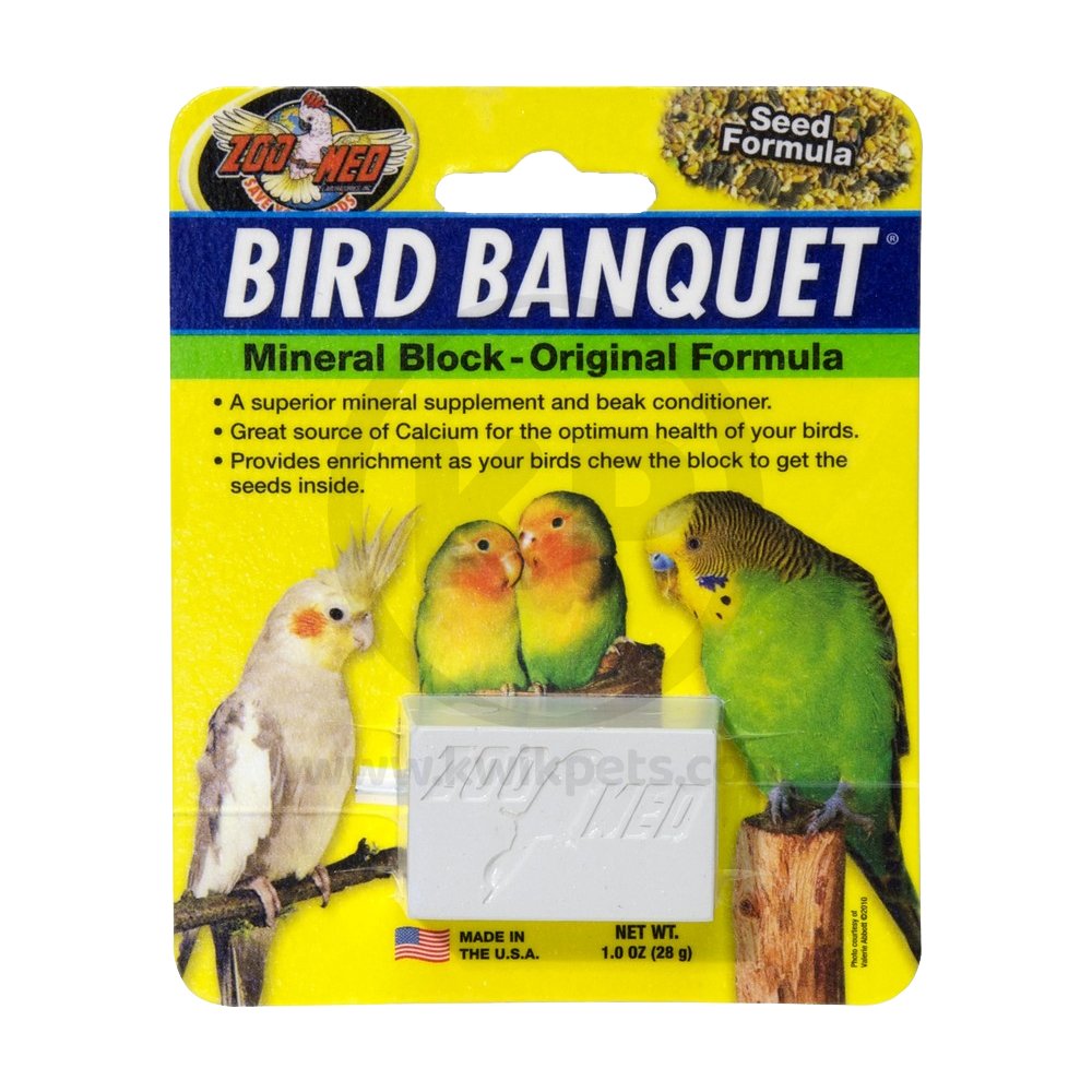 Zoo Med Bird Banquet Original Seed Formula Mineral Block White Small 1-oz