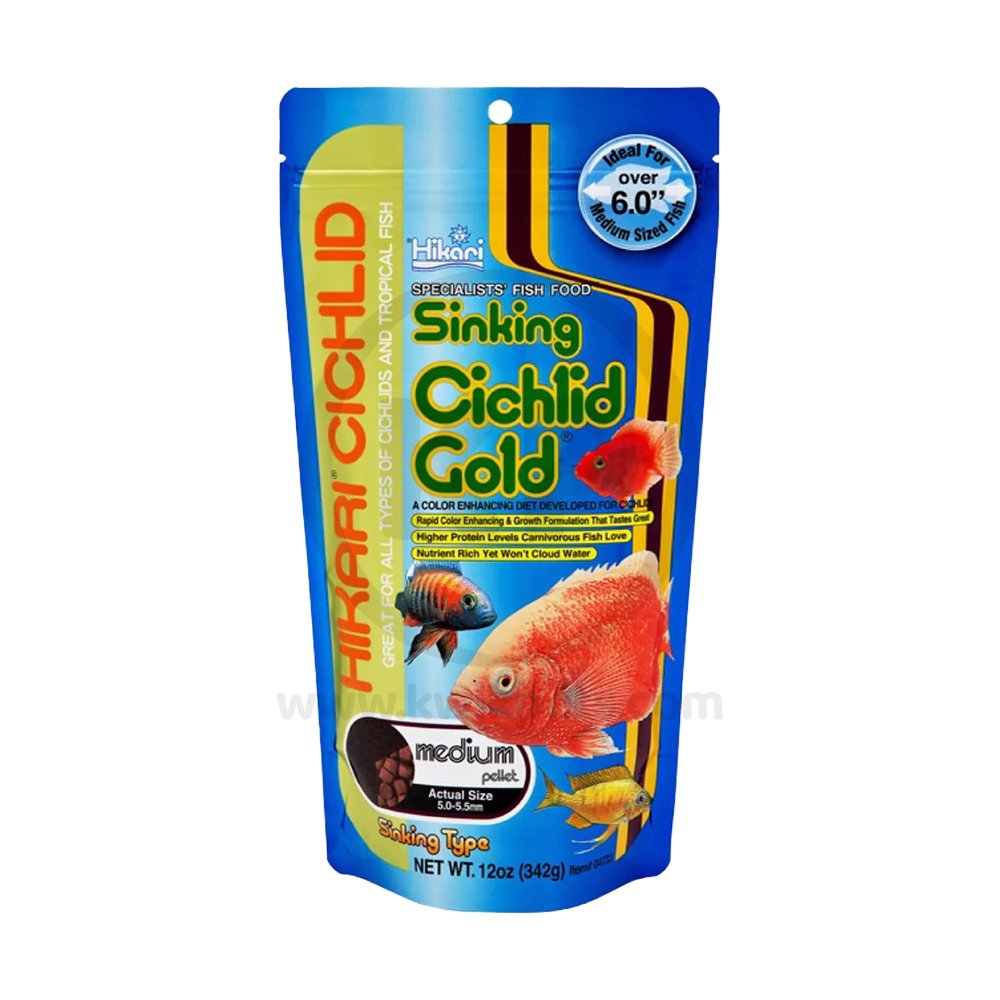 Hikari USA Cichlid Gold Sinking Medium Pellets Fish Food 12-oz