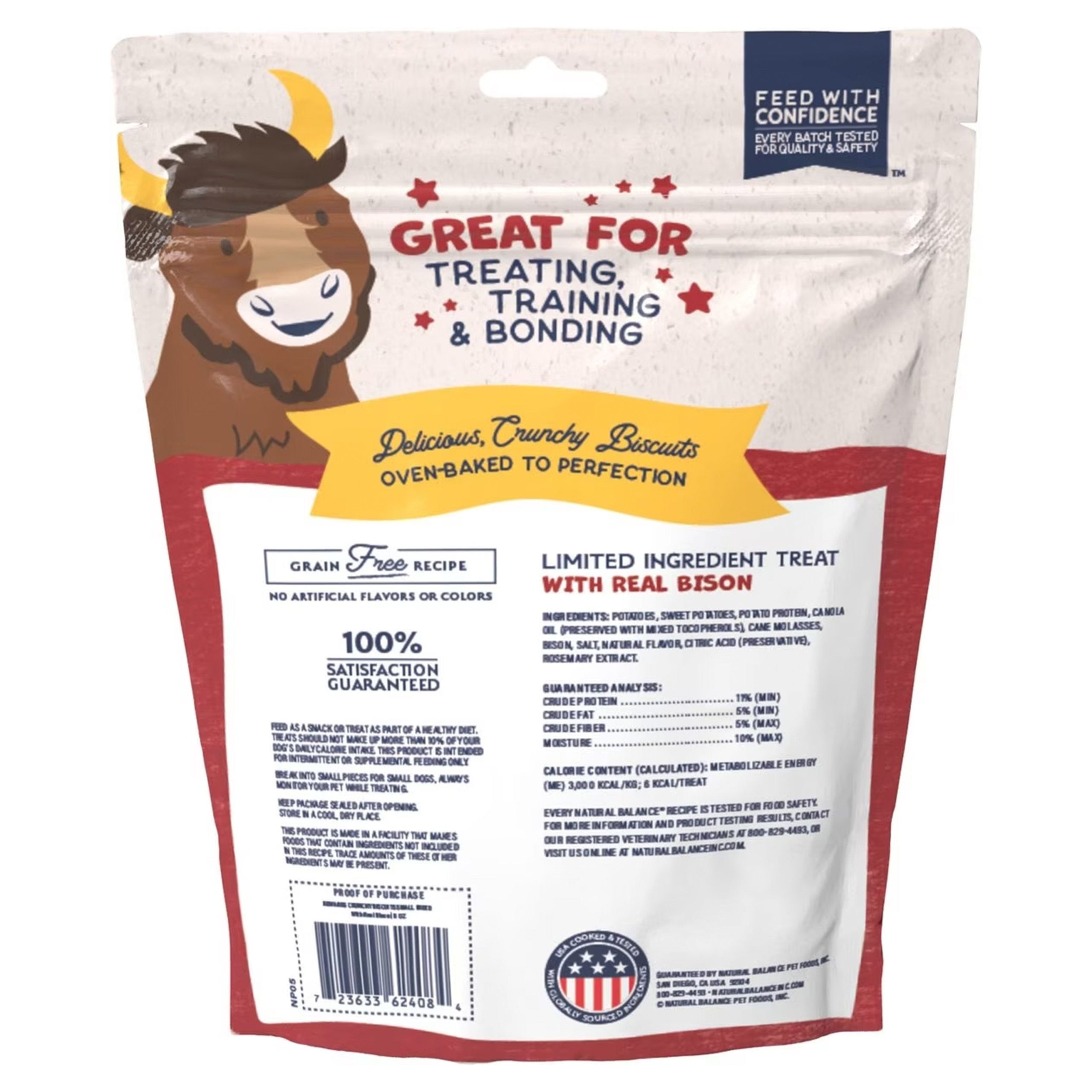 Natural Balance Pet Foods Rewards Bite-Size Crunchy Biscuits Small Breed Dog Treats Bison 8-oz