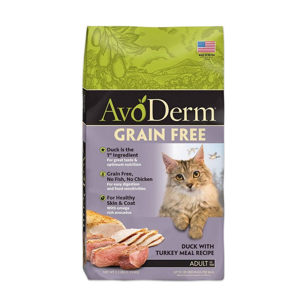 AvoDerm Natural Grain Free Duck with Turkey Meal Dry Cat Food 2.5-lb