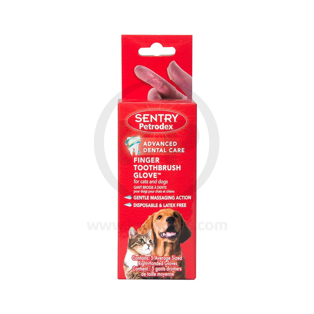 Sentry Petrodex Deluxe Finger Toothbrush Glove for Dogs & Cats 5 Count