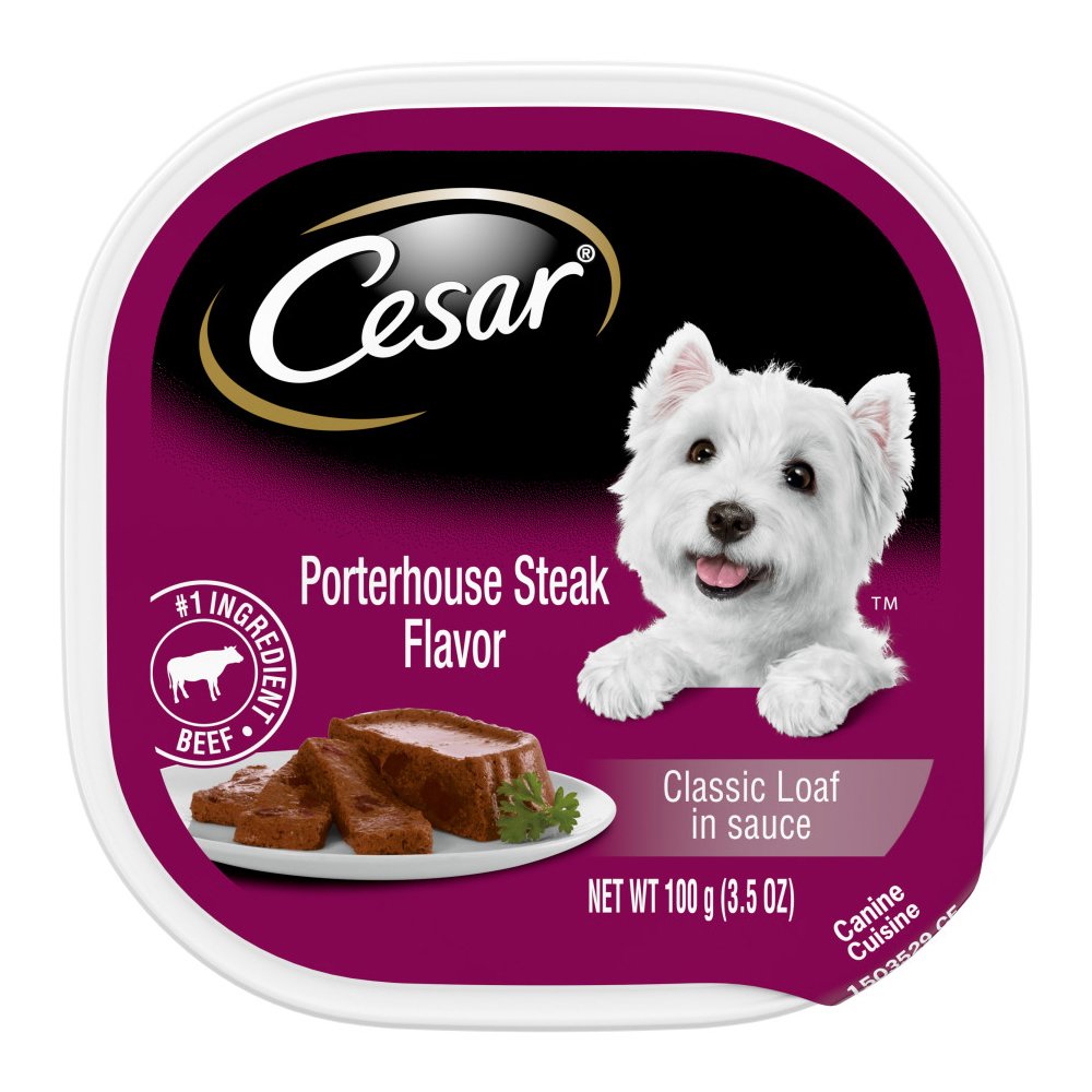 Cesar Classic Loaf in Sauce Adult Wet Dog Food Porterhouse Steak 3.5-oz