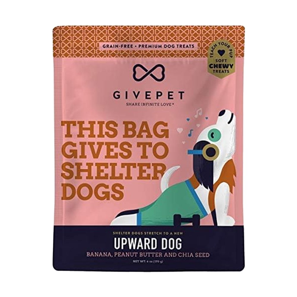 Givepet Upward Dog Grain-Free Premium Soft Chewy Dog Treats Banana, Peanut Butter & Chia Seed 6-oz