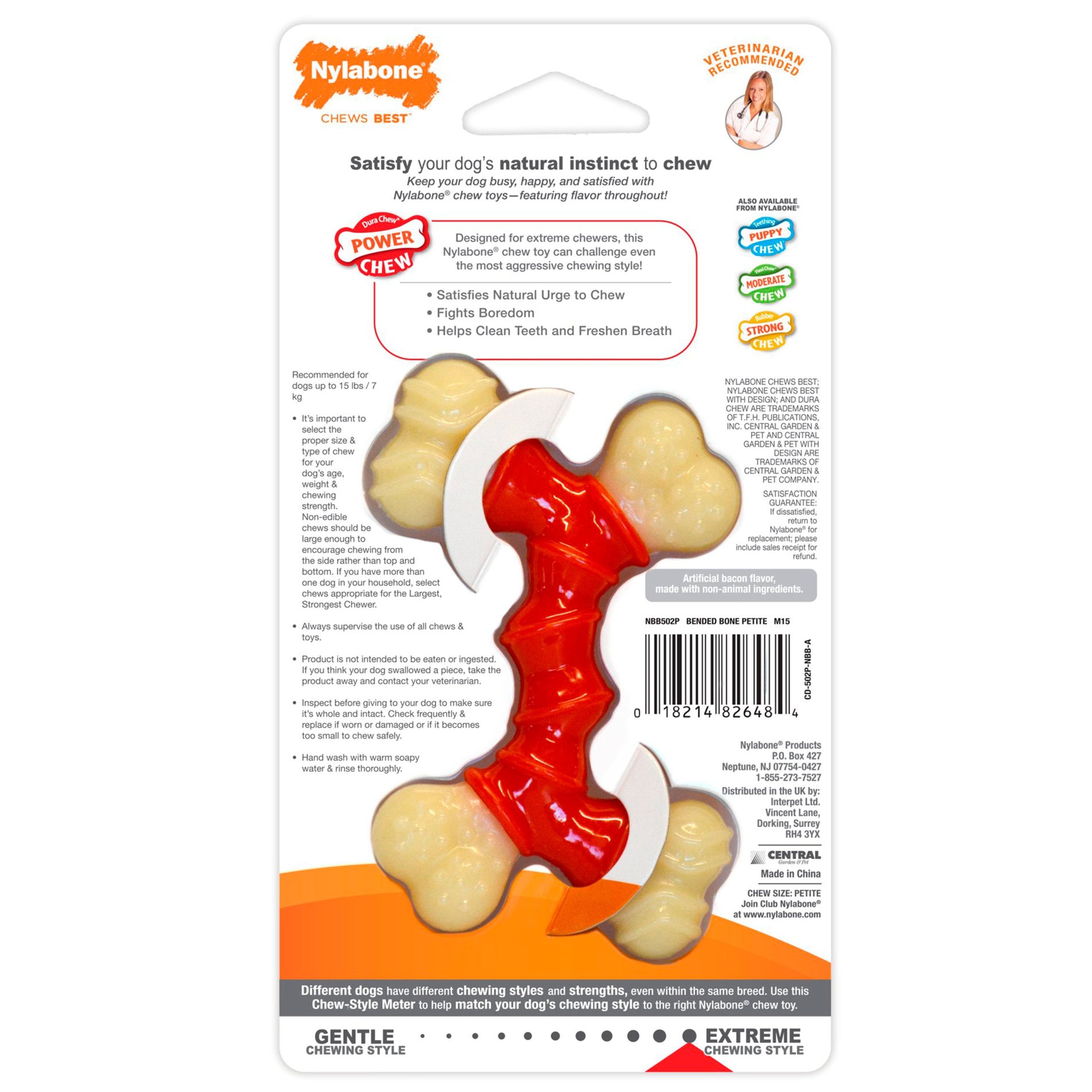 Nylabone Power Chew Double Bone Dog Toy Bacon XS/Petite – Up To 15 lbs