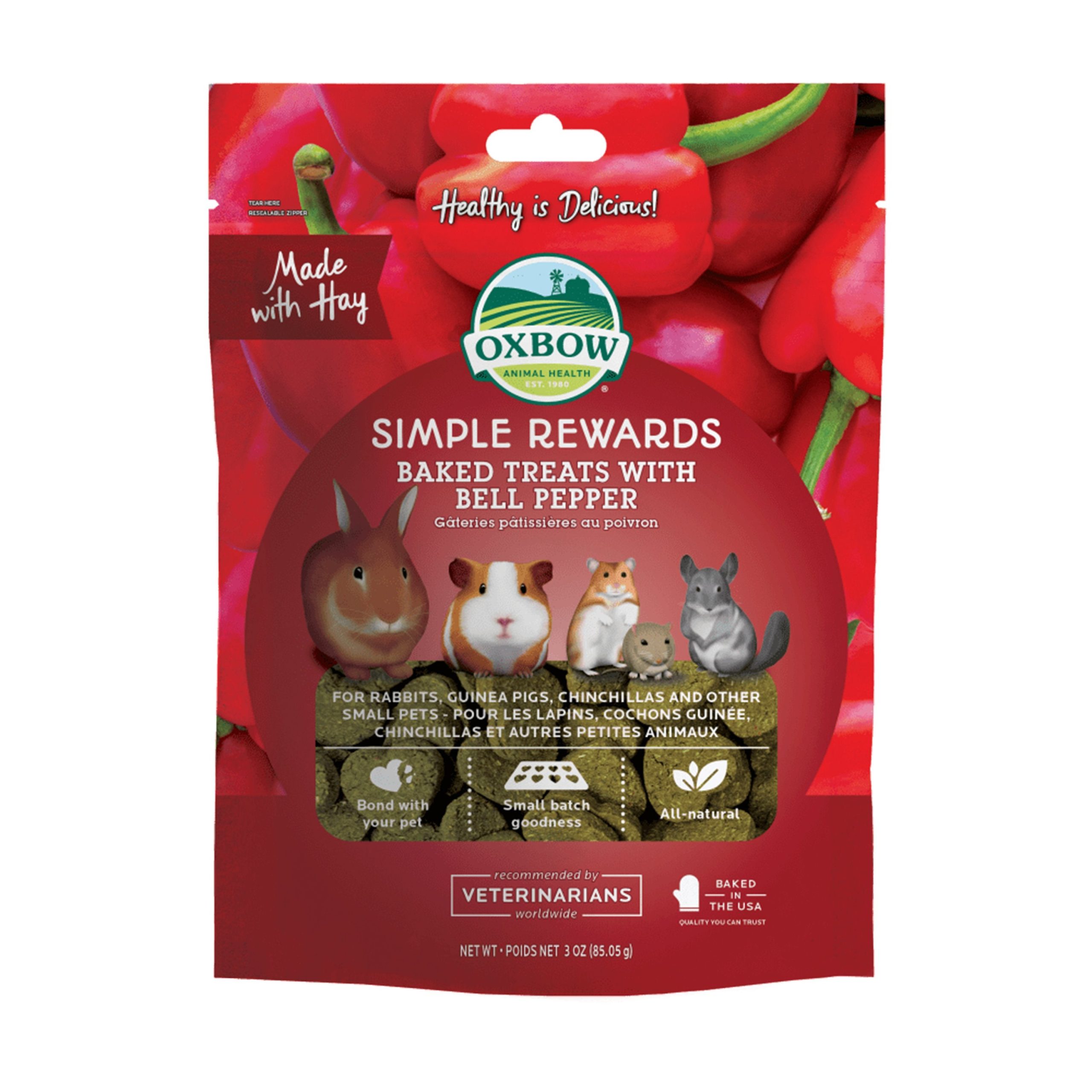 Oxbow Animal Health Simple Rewards Baked Small Animal Treats w/Bell Pepper 3-oz