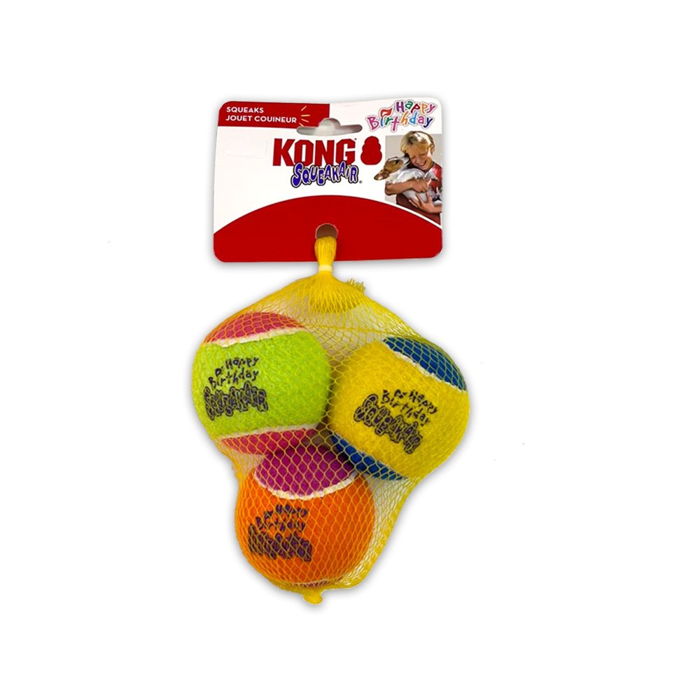 Kong Air Dog Squeakair Dog Toy Birthday Balls Medium 3 Count