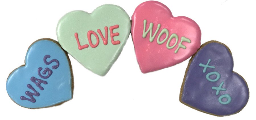 Pawsitively Gourmet Conversation Hearts Cookies Dog Treat Sweet Potato 4 Count