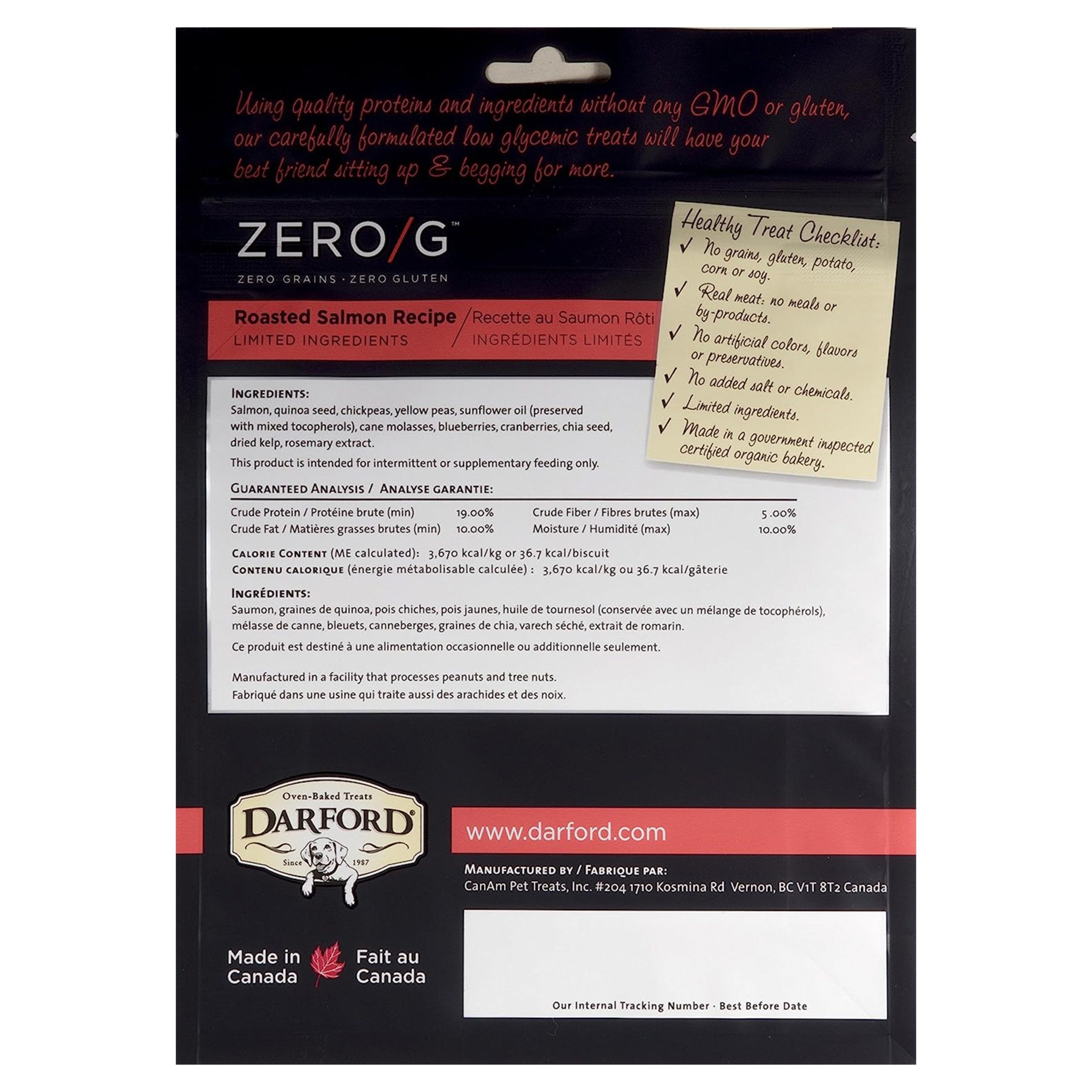 Darford Zero/G Grain-Free Roasted Salmon Dog Treats 12-oz