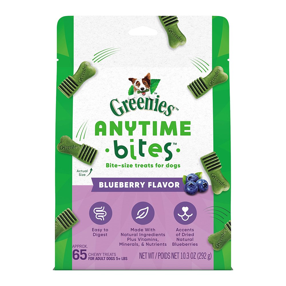 Greenies Anytime Bites Bite-Size Dog Dental Treats Blueberry 10.3-oz