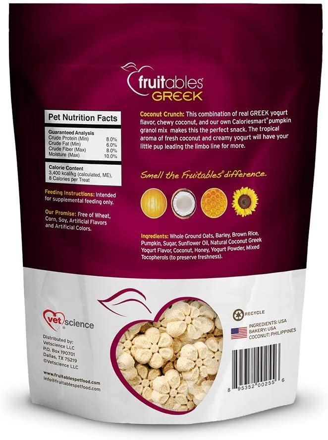 Fruitables Greek Coconut Yogurt Crunchy Baked Dog Treats 7-oz