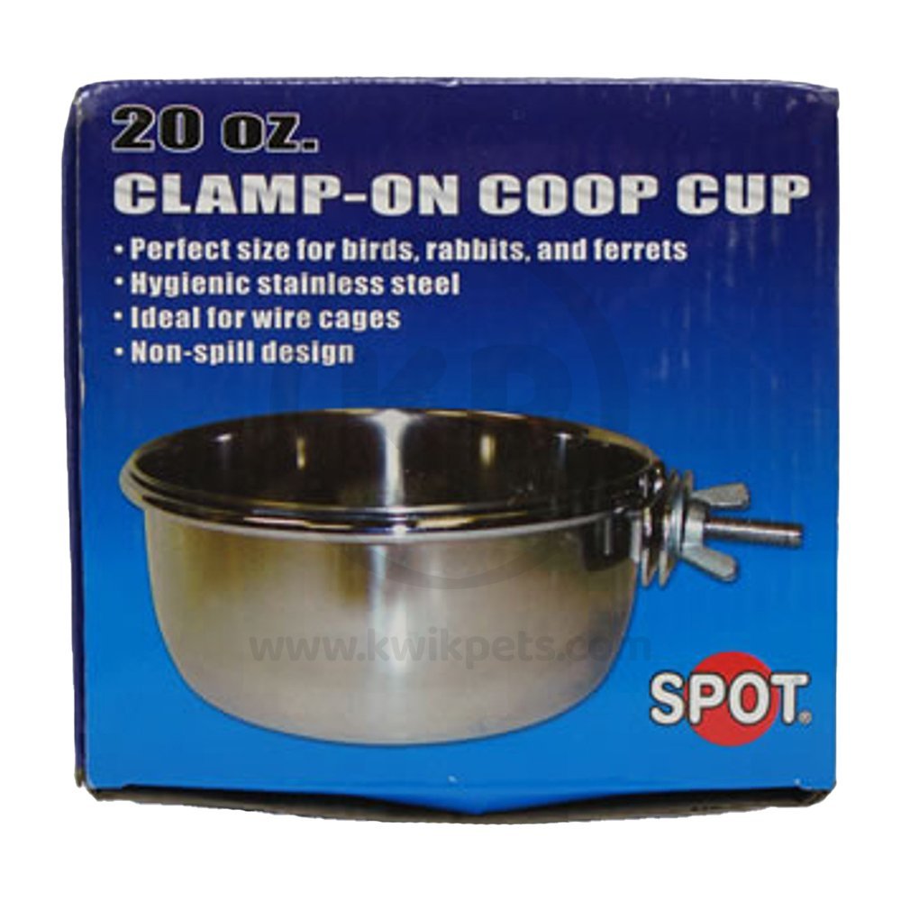 Ethical Pet Spot Stainless Steel Bird Coop Cup with Bolt Clamp 20-oz