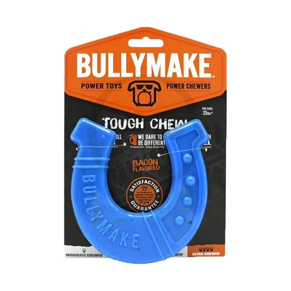 BullyMake Toss n’ Treat Bacon Flavored Horseshoe Dog Chew Toy One Size