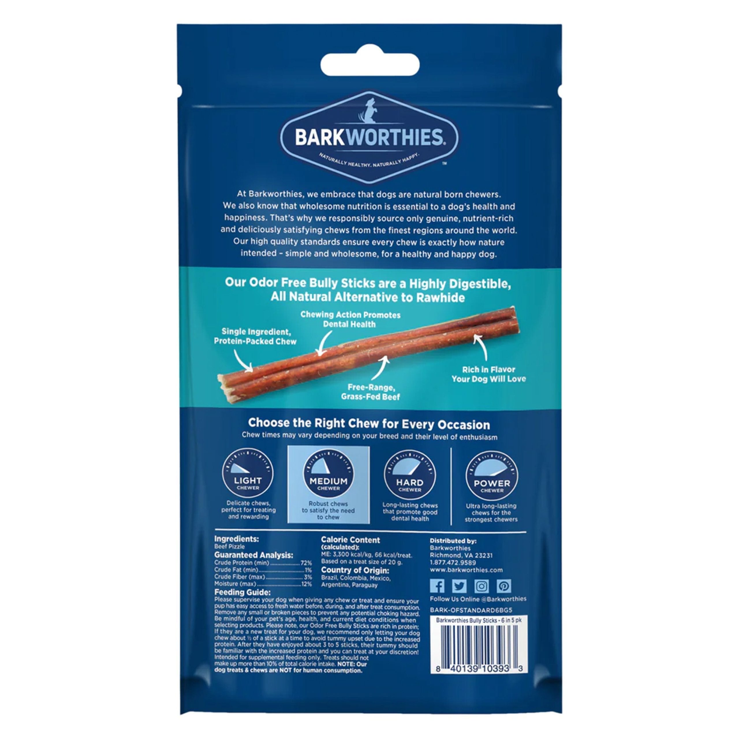 Barkworthies Bully Stick Bites Dog Chews 12-oz