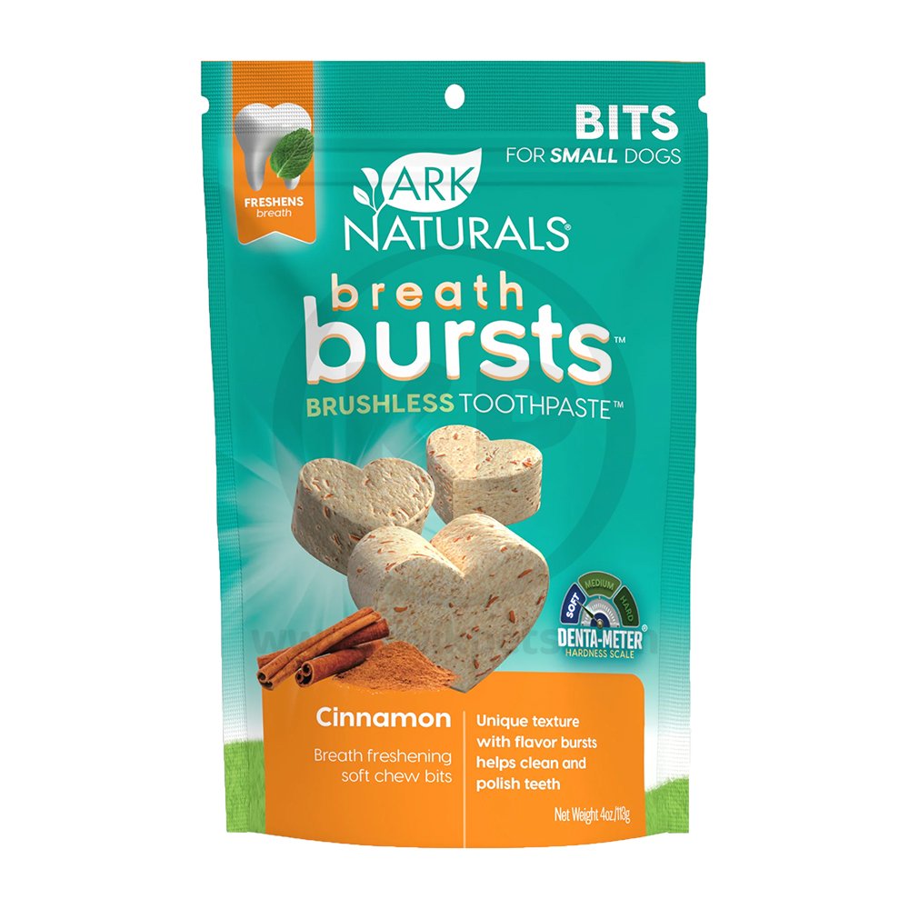 Ark Naturals Breath Bursts Brushless Toothpaste Peppermint Soft Chew Bits for Small Dogs 4-oz