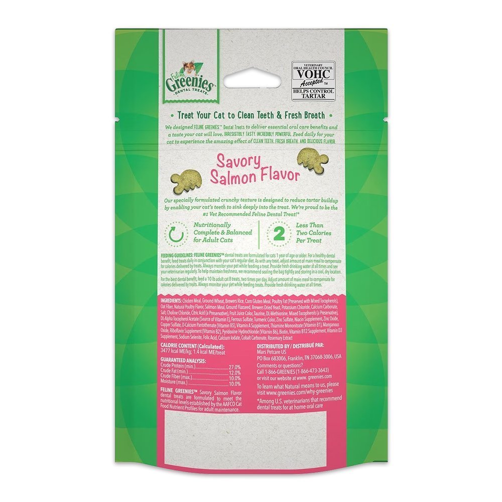 Greenies Feline Savory Salmon Adult Cat Dental Treats 2.1-oz