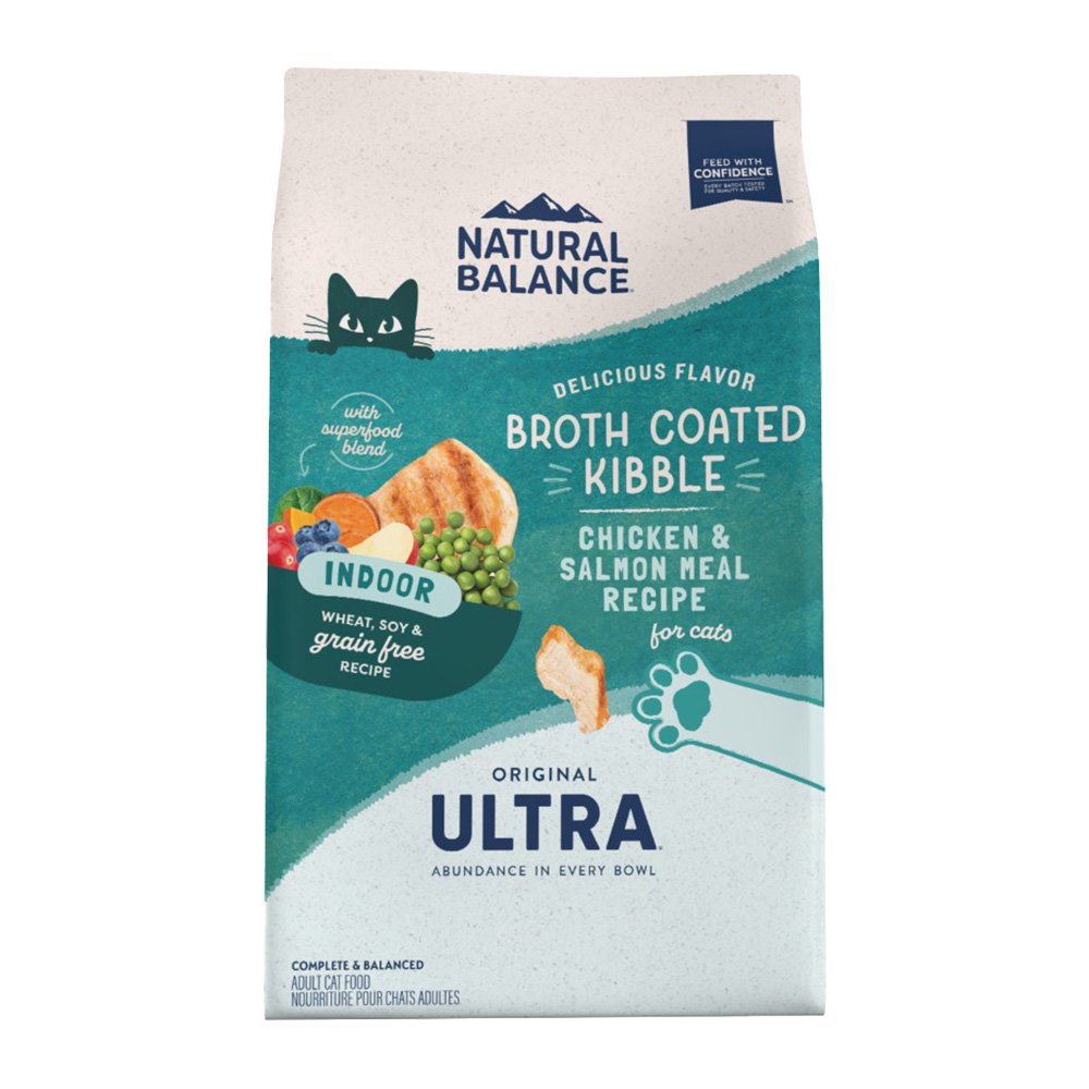 Natural Balance Pet Foods Original Ultra Broth Coated Indoor Grain Free Dry Cat Food Chicken & Salmon 6-lb