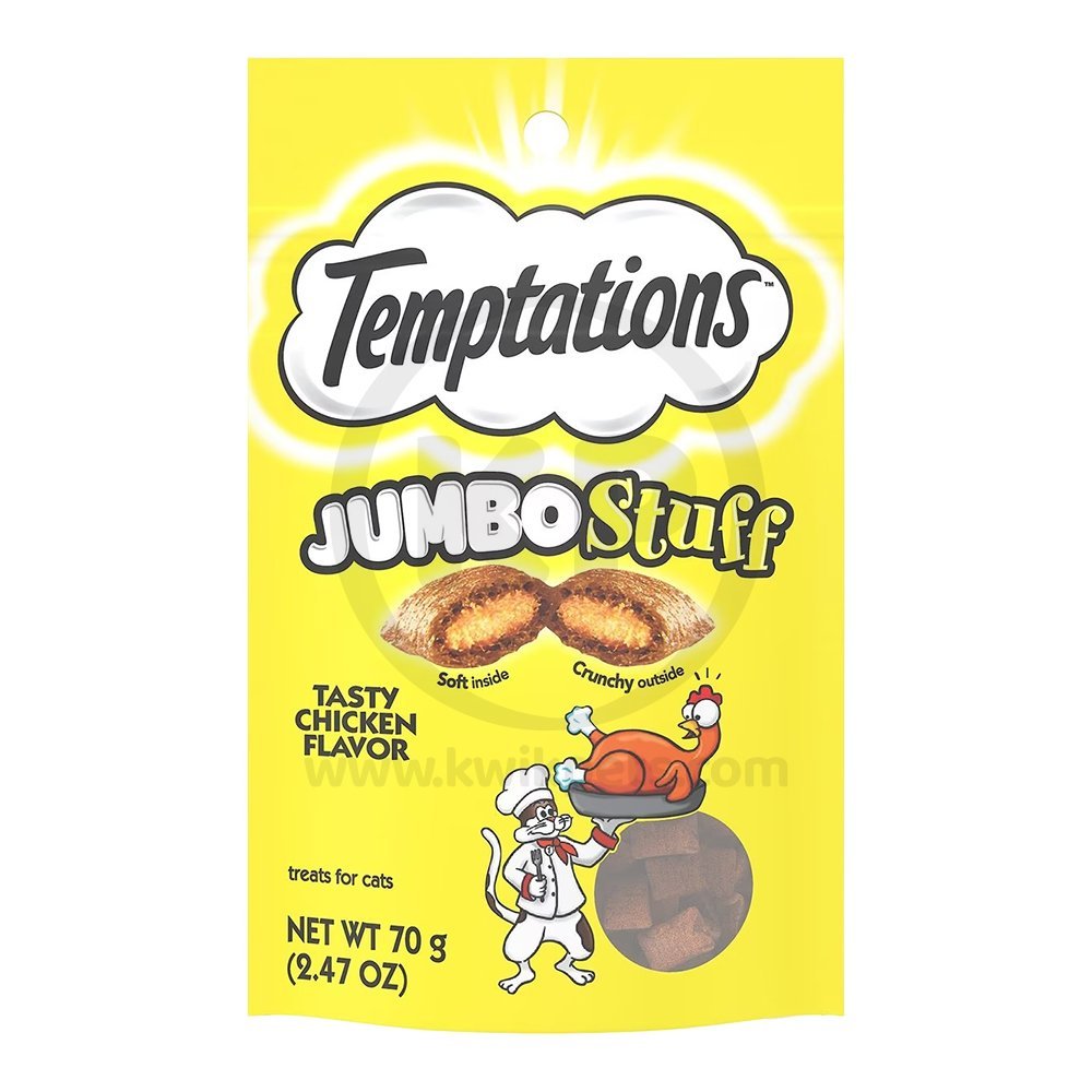 Temptations Jumbo Stuff Soft & Crunchy Cat Treats Tasty Chicken 2.47-oz