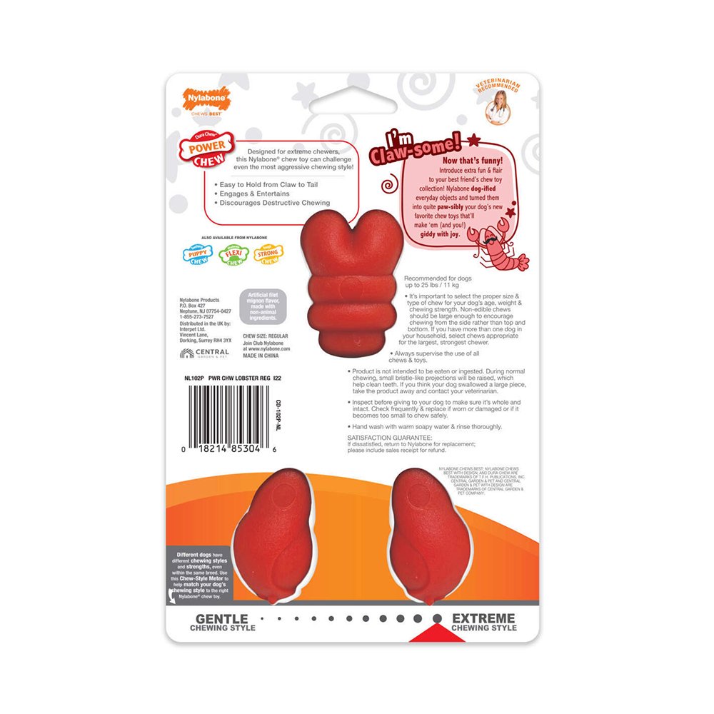 Nylabone Power Chew Lobster Dog Toy Filet Mignon Medium/Wolf – Up To 35 lbs