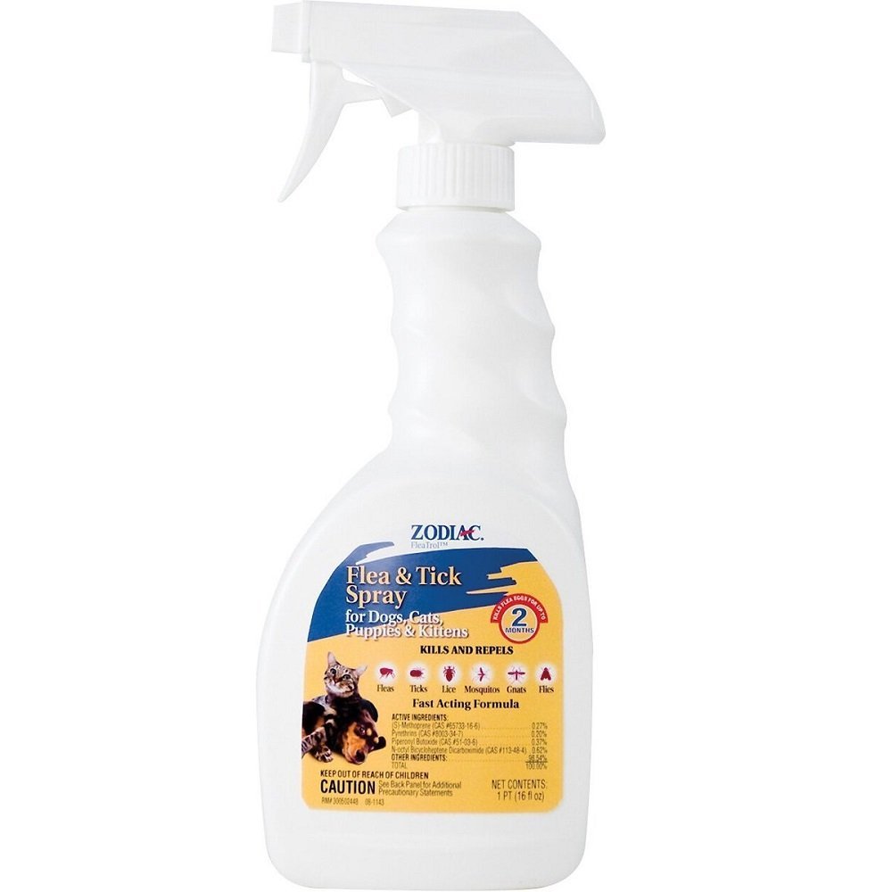 Zodiac Flea & Tick Spray for Dogs Cats Puppies & Kittens 16-oz