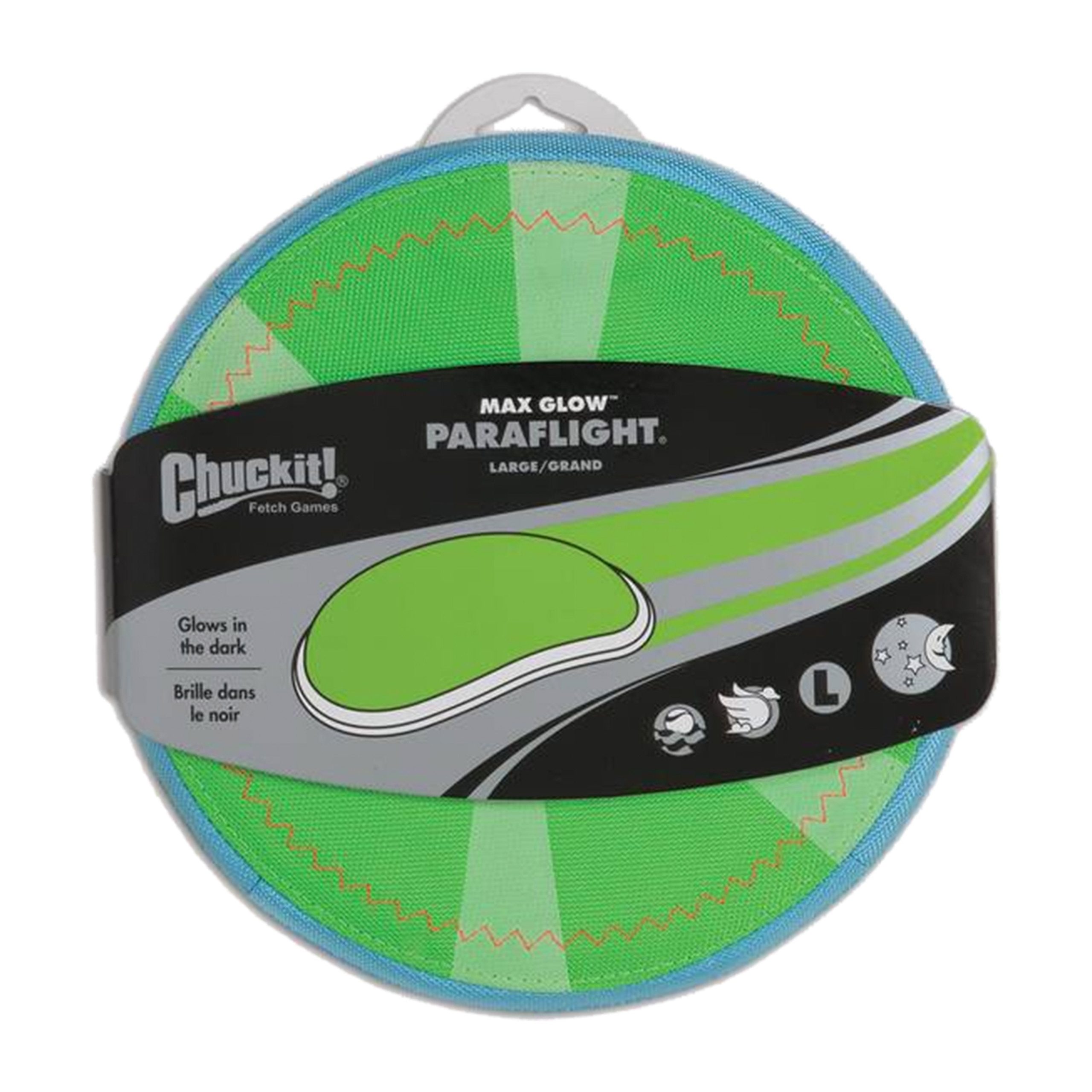 Chuckit! Paraflight Max Glow Dog Toy Green/White Large