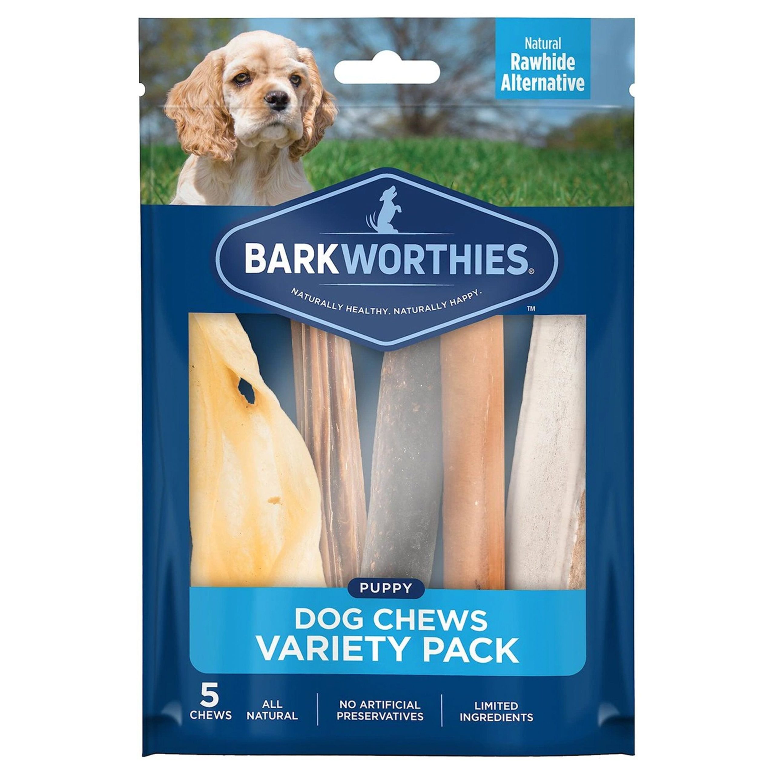 Barkworthies Puppy Dog Chews Variety Pack 5 Count