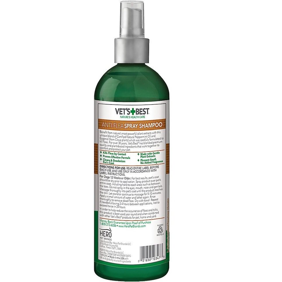 Vet’s Best Anti-Flea Easy Spray Shampoo for Dogs 16-oz