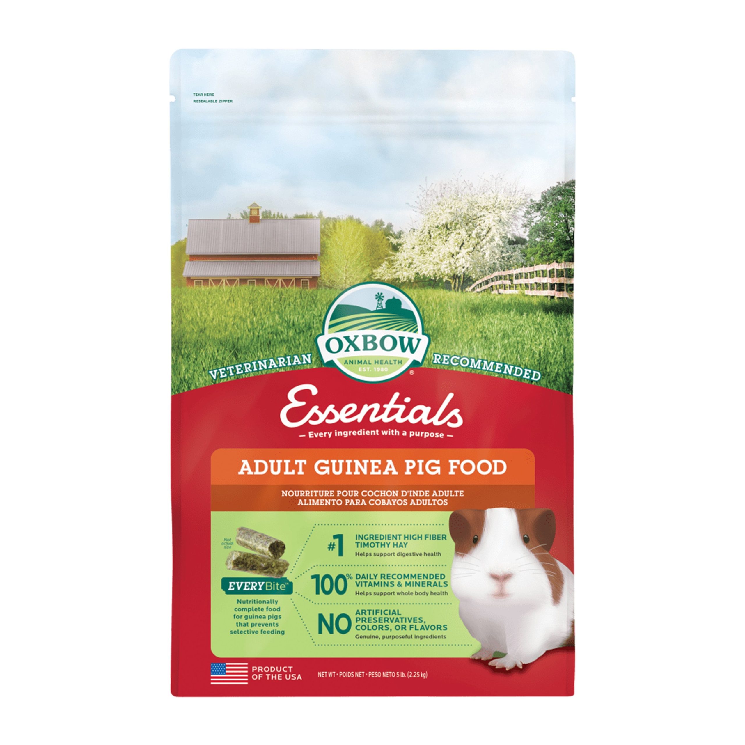 Oxbow Animal Health Essentials Adult Guinea Pig Food, 5 lb