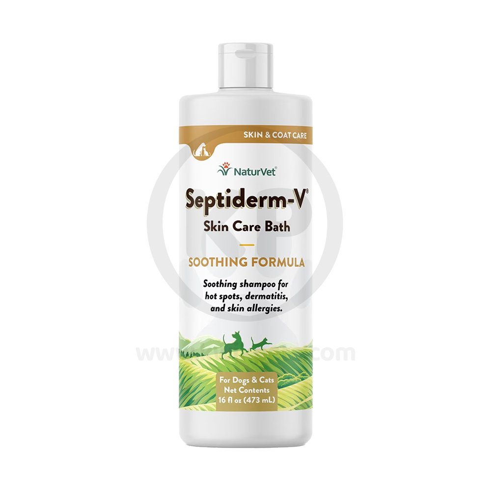 NaturVet Septiderm-V Skin Care Bath Soothing Formula Shampoo for Dogs & Cats 16-oz