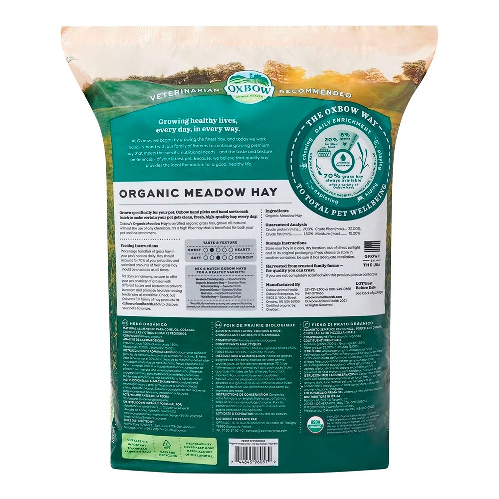 Oxbow Animal Health Organic Meadow Hay Small Animal Treat, 40-oz