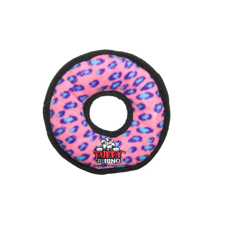 Tuffy Jr Ring Durable Dog Toy Pink Leopard 7-in