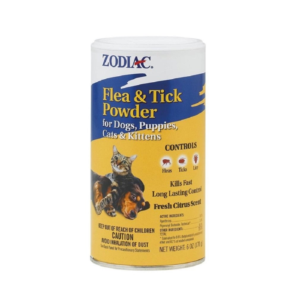 Zodiac Flea and Tick Powder for Dogs Cats Puppies & Kittens 6-oz