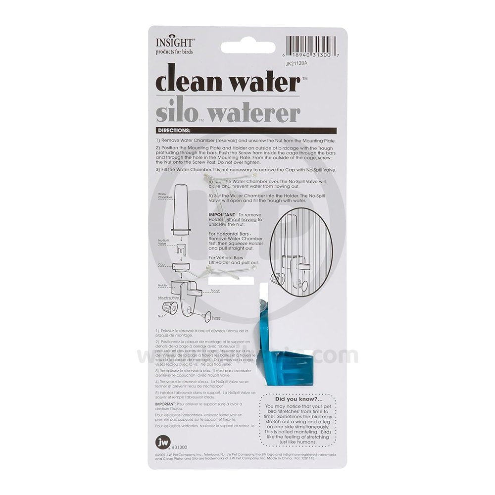 JW Pet Clean Water Silo Waterer Assorted Small