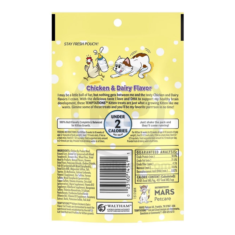 Temptations Kitten Cat Treat Chicken & Dairy 3-oz